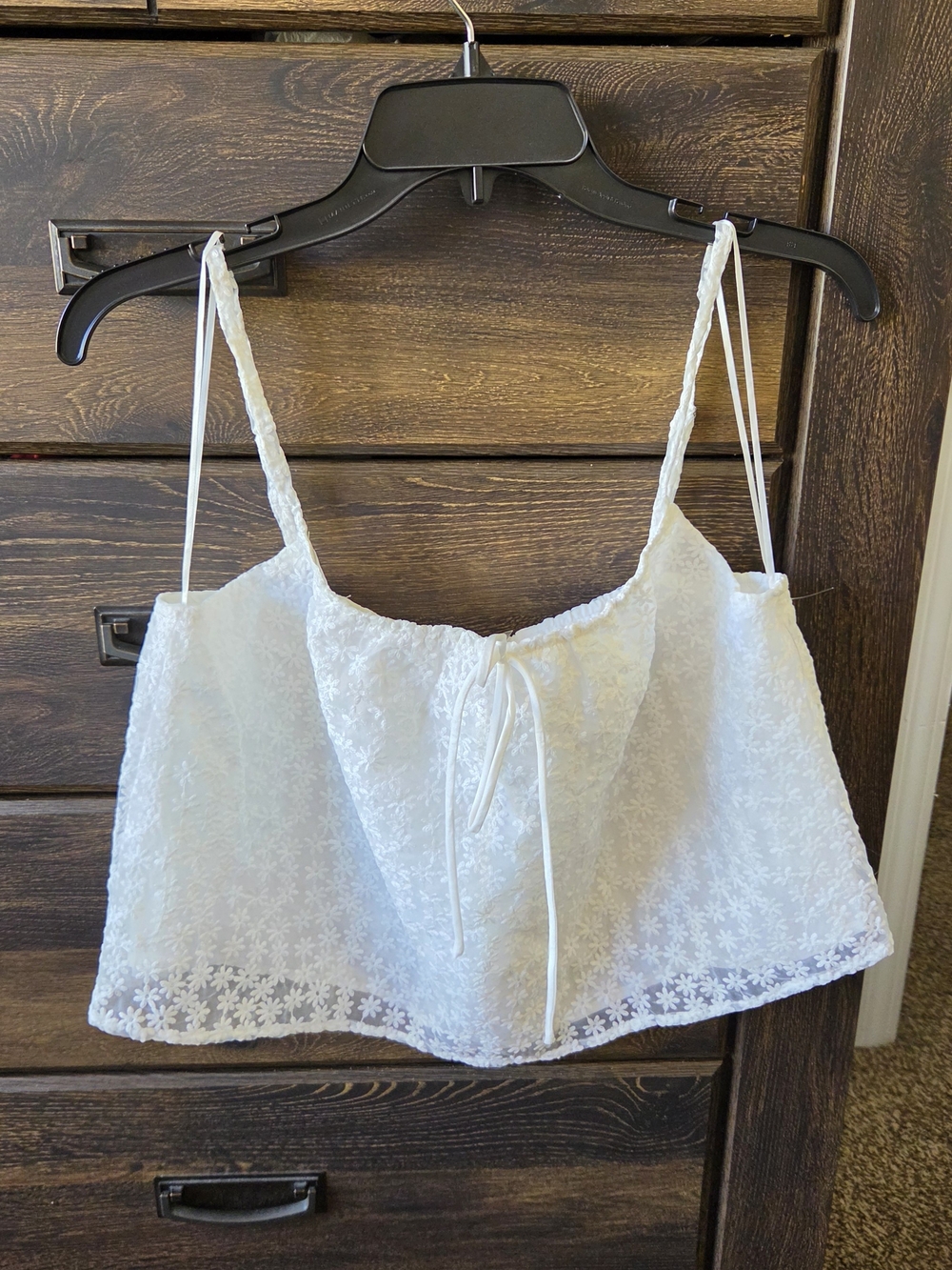 White Floral Lace Cropped Camisole Tank Top
